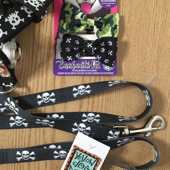 Bundle of 4 Doggie Harness 3/4” Leash 60” Long & 2 Collar Bowties Fits 3/8-5/8” - Picture 3 of 8